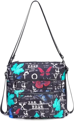 Multiple Compartments Satchel Handbags Waterproof Nylon Crossbody Bags for Women Adjustable Strap Tote for Ladies
