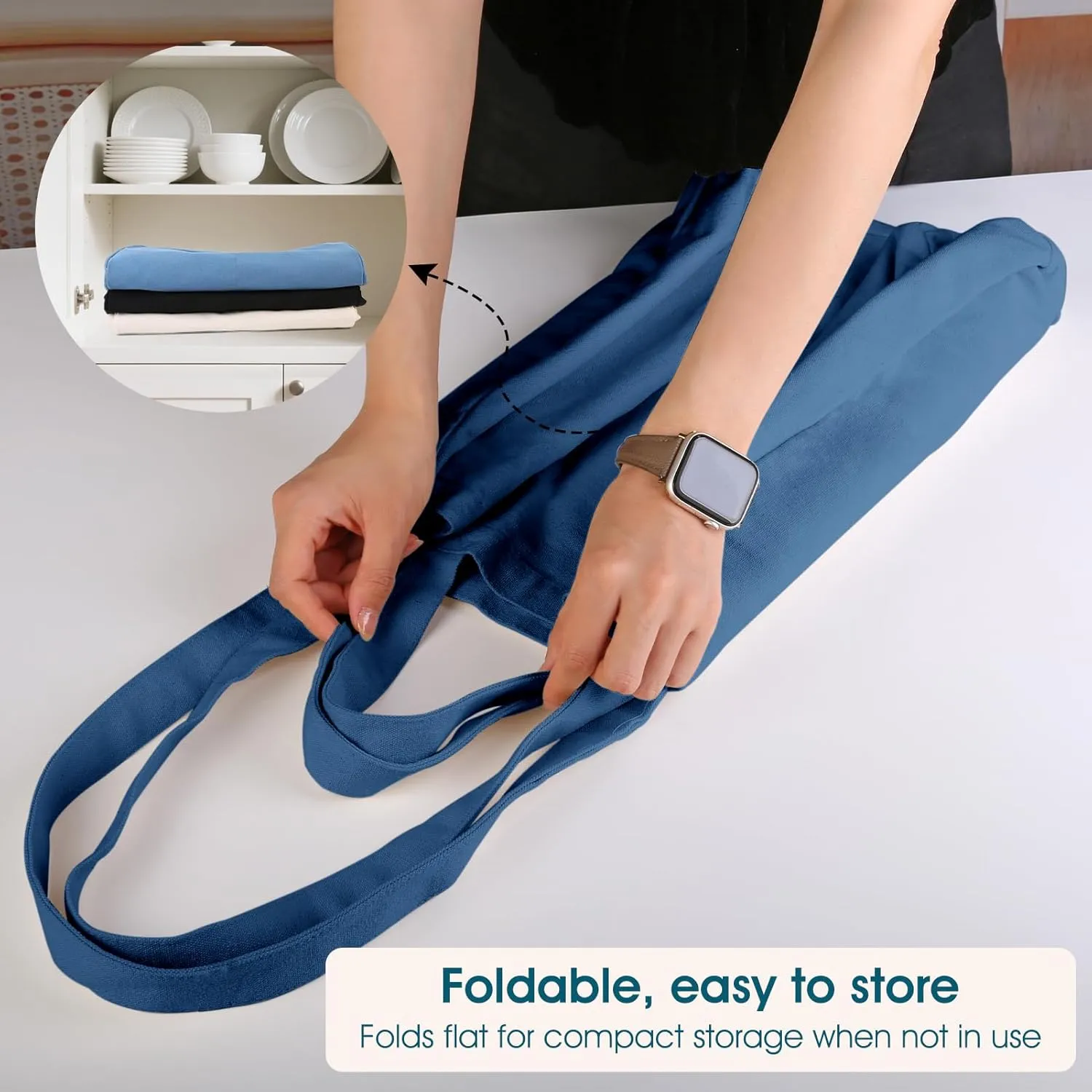musbus Large Canvas Tote Bag-Organic Cotton, Shopping/Farmers Market, 3-Pack Reusable Grocery Bags with Pockets/Bottle Sleeves, Eco-Friendly, Long Shoulder Strap and Short Handle, Foldable, Washable