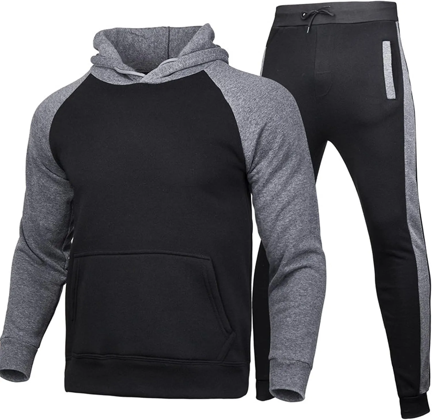 Muscularfit Sweatsuits for Men 2 Piece Hoodie Athletic Jogging Tracksuit Set Workout Slim Fit Pullover Hooded Sweatshirt Set