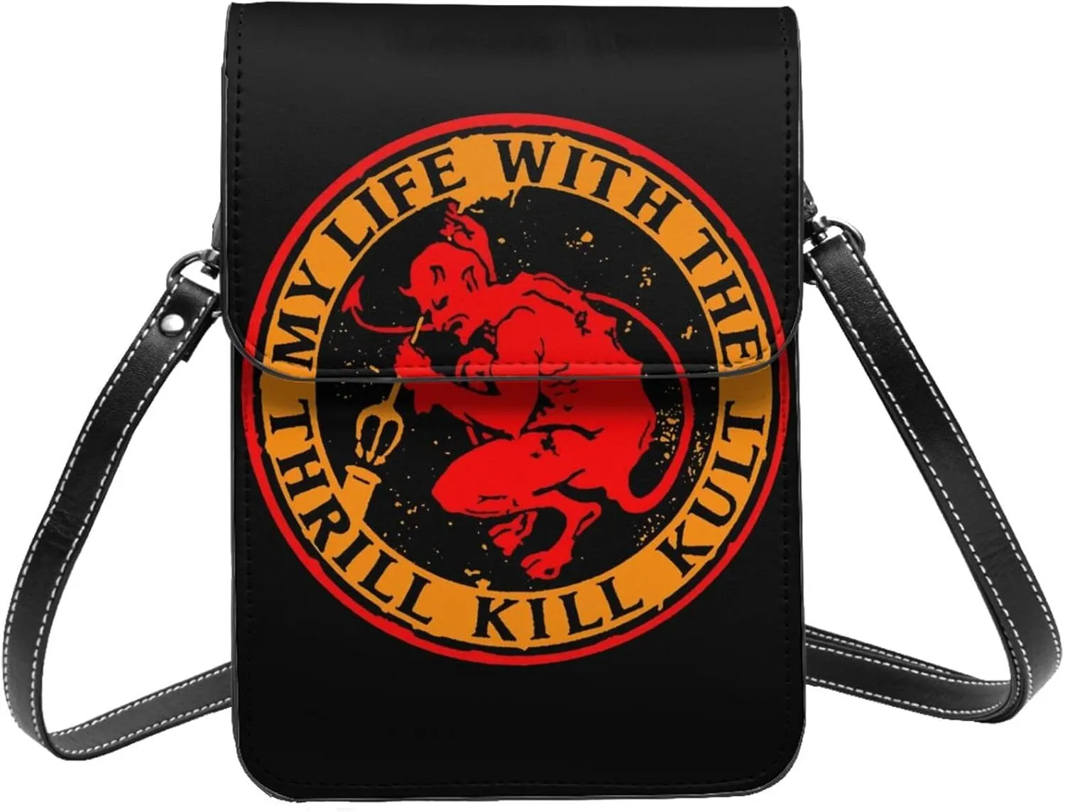 My Life With The Thrill Kill Kult Small Cell Phone Purse Womens Fashion Leather Crossbody Bags Adjustable Strap Shoulder Bag Wallet Sling Bag