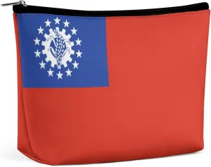 Myanmar Flag Travel Friendly Makeup Bag Compact Waterproof Cosmetic Pouch Organizer for Women