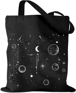 Mystic Sun and Moon Tote Bag Cottagecore Reusable Grocery Bags Sea Animals Western Cat Lover Gifts Weekender Bag