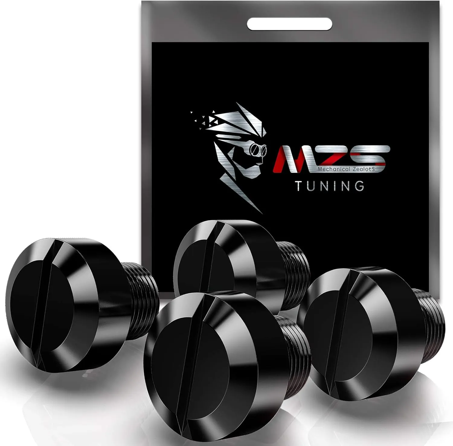 MZS Mirror Hole Plugs - Motorcycle Mirrors Blanking Cover Caps Universal Black CNC 4 Pcs M10 X 1.25 Clockwise Reverse Compatible with Street Naked Road Bike