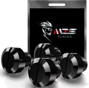 MZS Mirror Hole Plugs - Motorcycle Mirrors Blanking Cover Caps Universal Black CNC 4 Pcs M10 X 1.25 Clockwise Reverse Compatible with Street Naked Road Bike