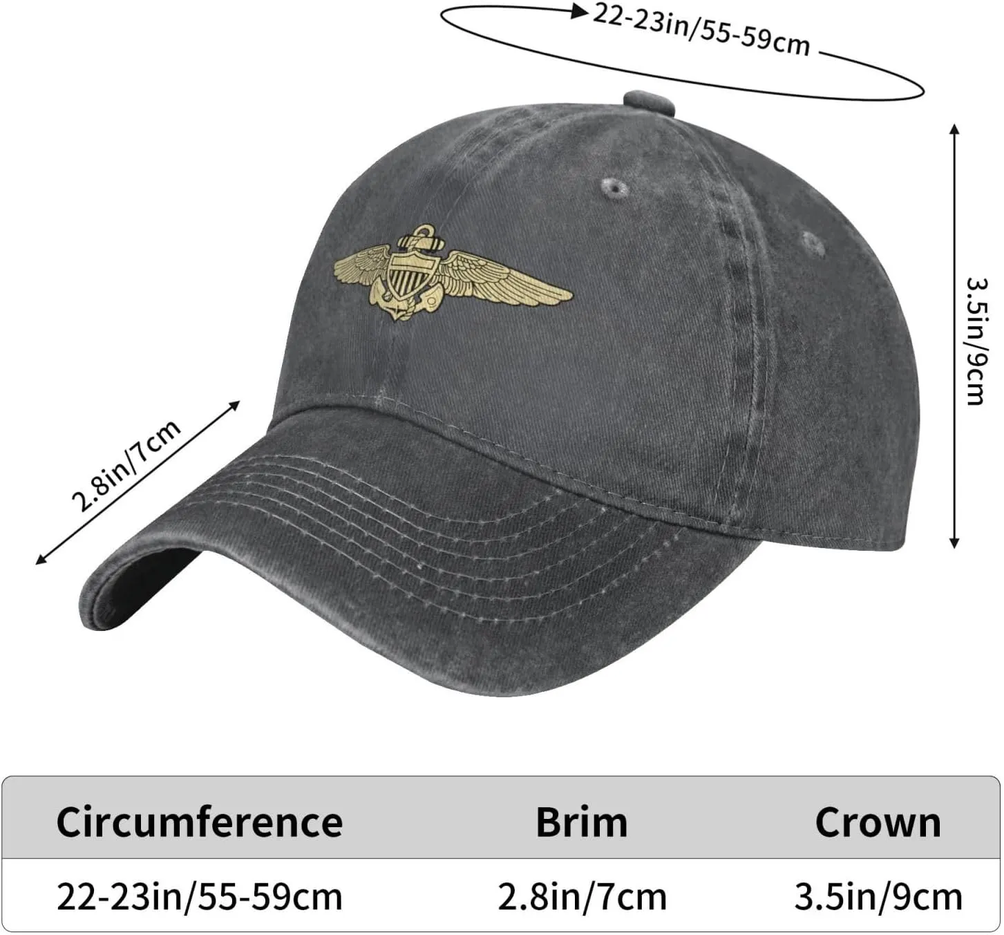 Naval Aviator Pilot Wings Vintage Wash Denim Baseball Cap