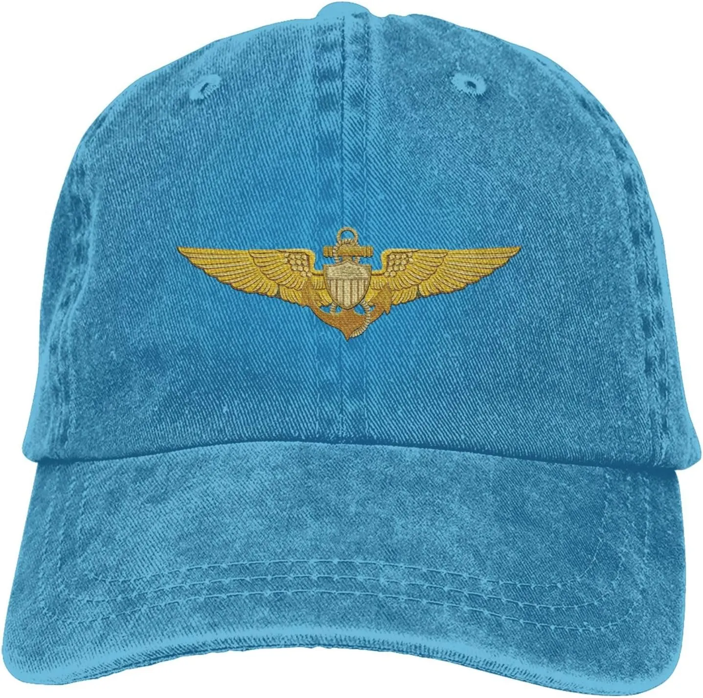 Naval Aviator Pilot Wings Vintage Wash Denim Baseball Cap