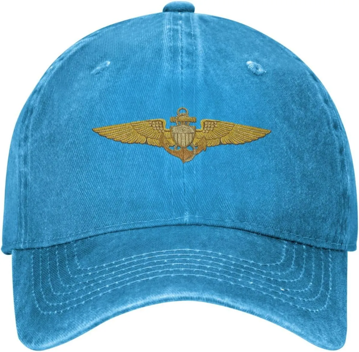 Naval Aviator Pilot Wings Vintage Wash Denim Baseball Cap