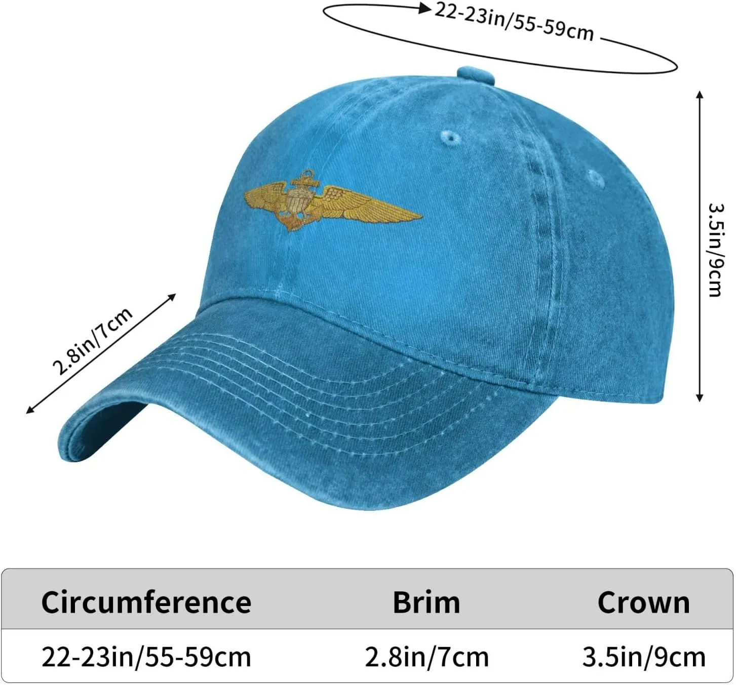 Naval Aviator Pilot Wings Vintage Wash Denim Baseball Cap