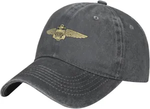 Naval Aviator Pilot Wings Vintage Wash Denim Baseball Cap