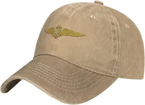 Naval Aviator Pilot Wings Vintage Wash Denim Baseball Cap
