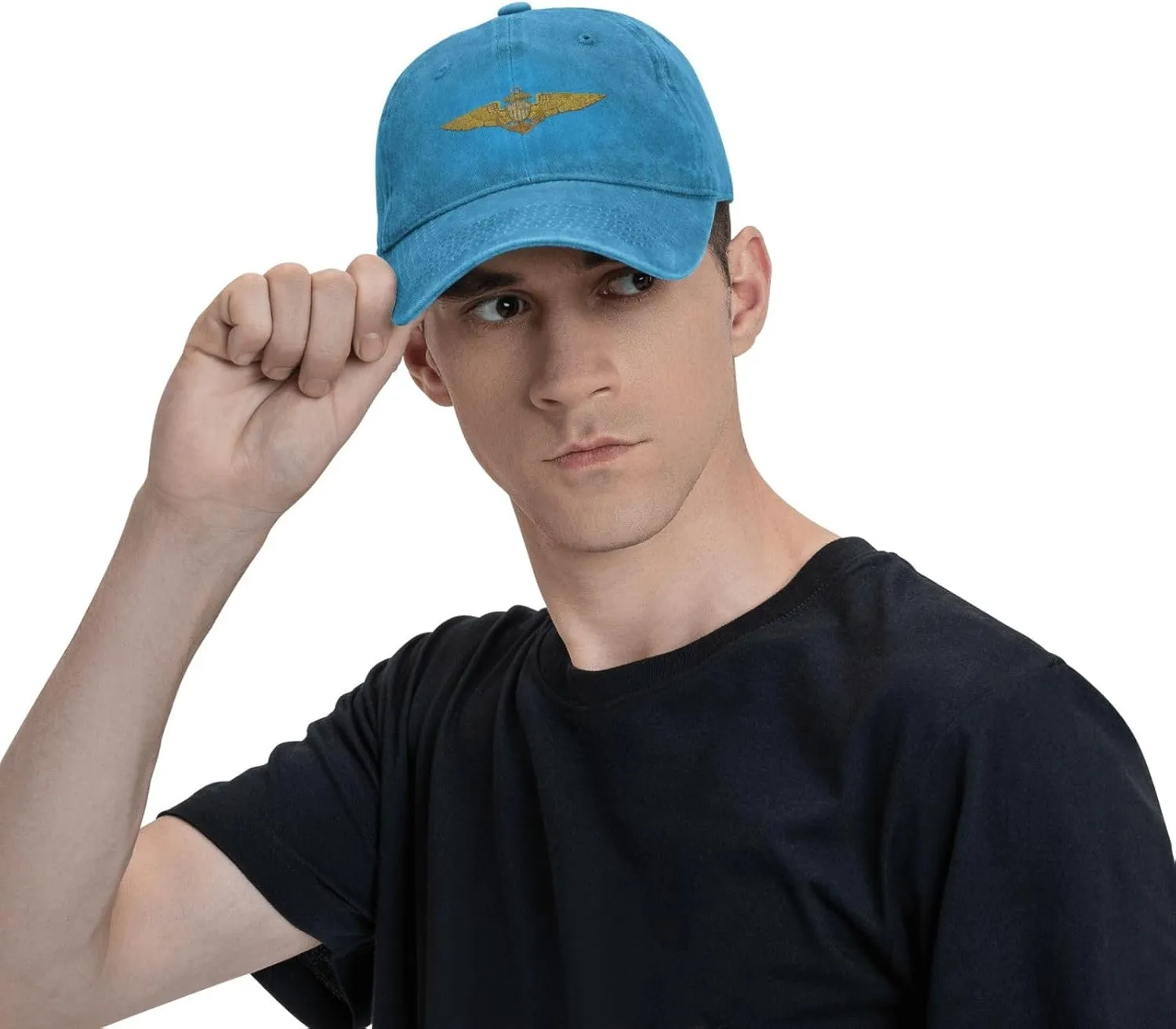Naval Aviator Pilot Wings Vintage Wash Denim Baseball Cap