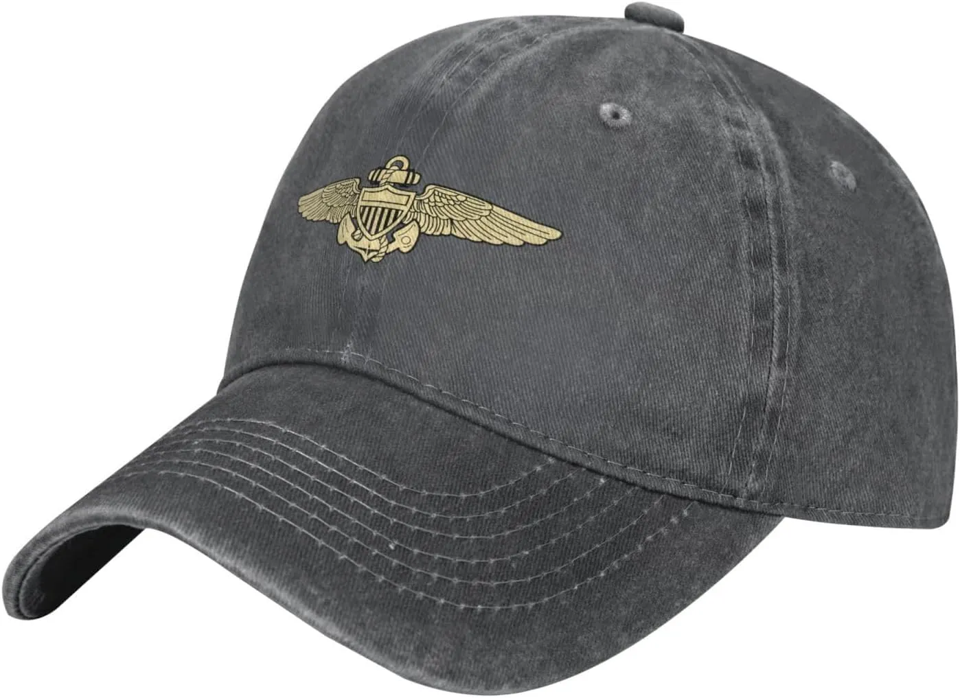 Naval Aviator Pilot Wings Vintage Wash Denim Baseball Cap