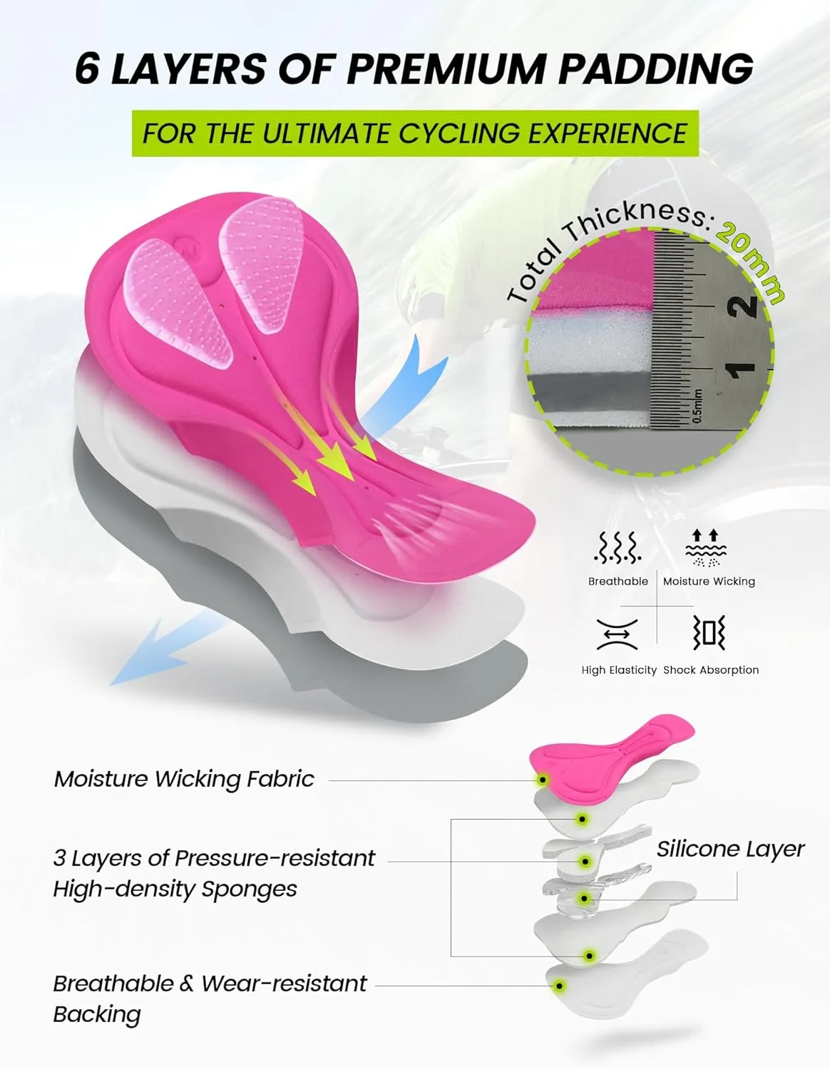 Nepest Padded Bike Shorts Women Cycling Underwear 4D Gel Padding & Pockets Bicycle Biking Biker Shorts Road Mountain