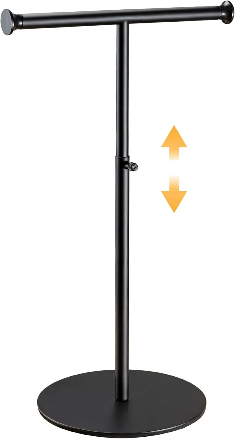 niffgaff T Bar Purse Display Stand Handbag Rack, Adjustable Height Black Tabletop Hook Hanging Jewelry Stands for Necklaces Organizer, Stainless Steel Handbag Holder Home Store Boutique