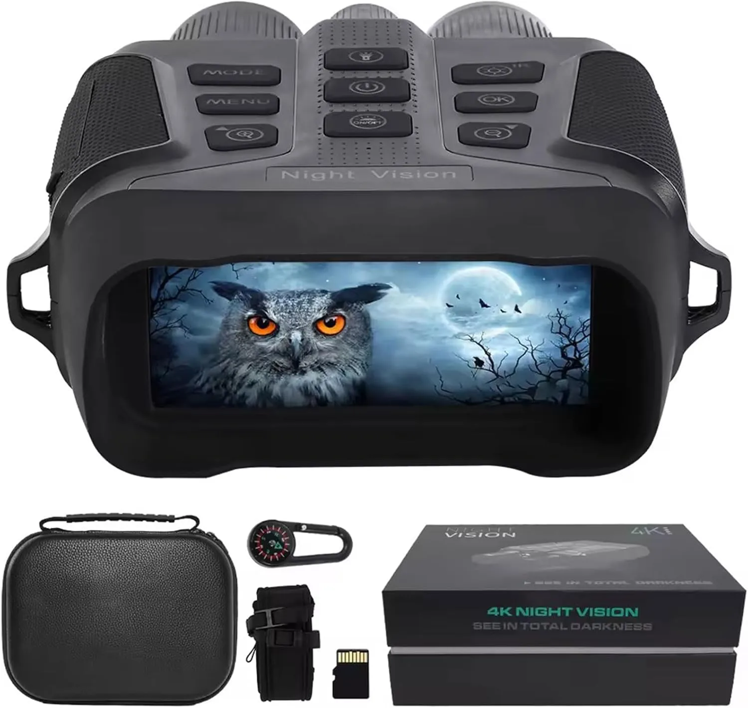 Night Vision Goggles - 4K Video & 58MP Image Night Vision Digital Binoculars for Adults with 4″ Large Screen, 5000mAh Rechargeable Battery for Camping, Includes 32GB TF Card