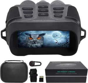 Night Vision Goggles - 4K Video & 58MP Image Night Vision Digital Binoculars for Adults with 4″ Large Screen, 5000mAh Rechargeable Battery for Camping, Includes 32GB TF Card