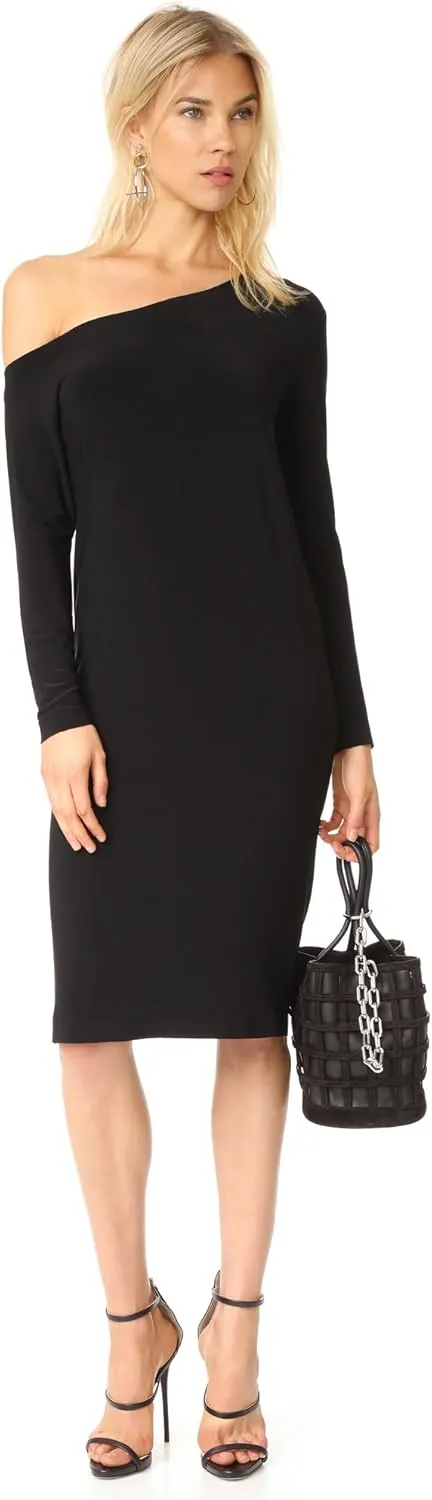 Norma Kamali Women's One Size Long Sleeve Drop Shoulder Dress