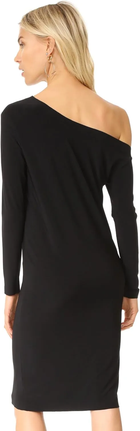 Norma Kamali Women's One Size Long Sleeve Drop Shoulder Dress