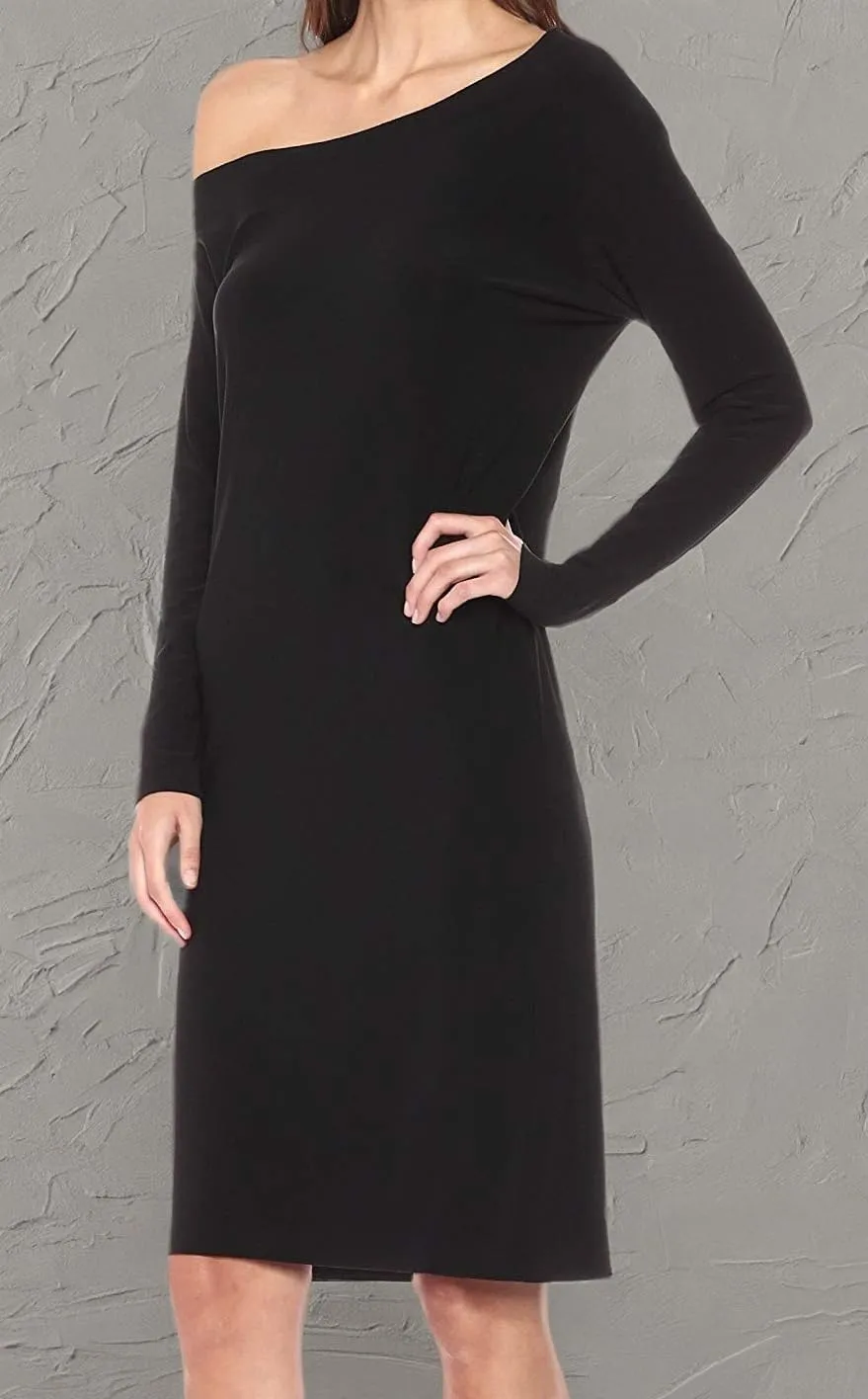 Norma Kamali Women's One Size Long Sleeve Drop Shoulder Dress