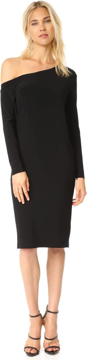 Norma Kamali Women's One Size Long Sleeve Drop Shoulder Dress