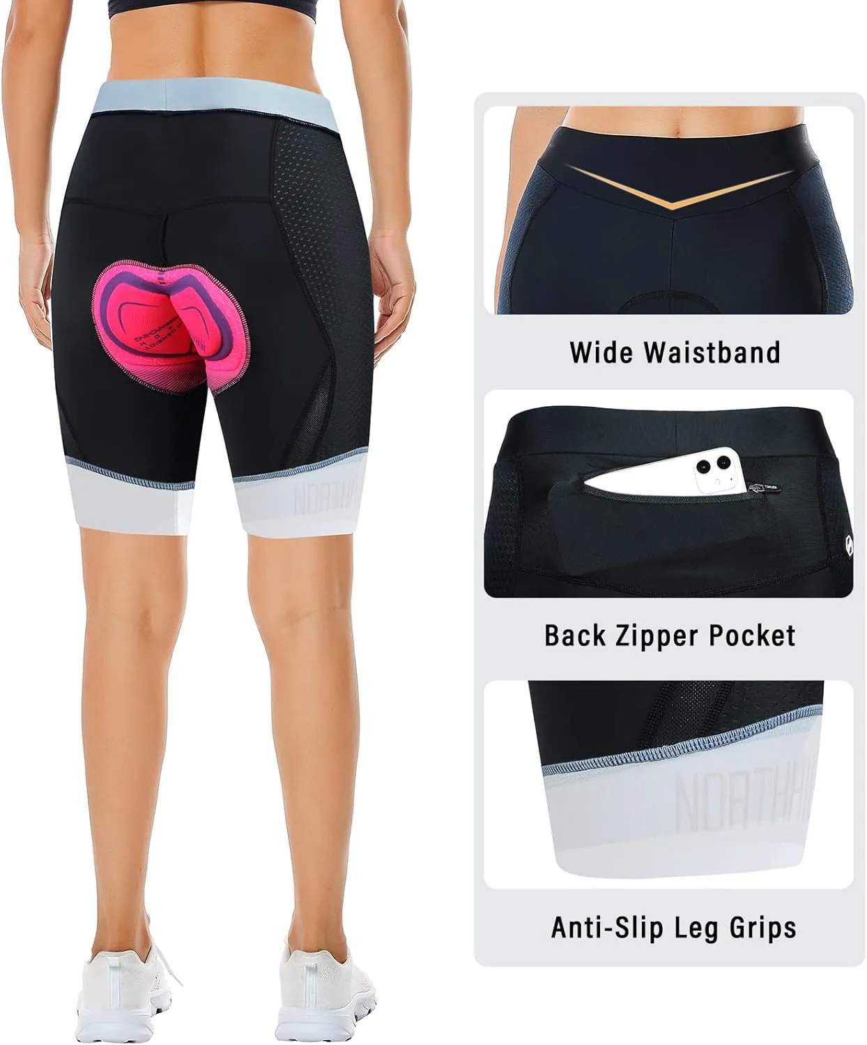 NORTHHILL Women's Padded Bike Shorts Biking Cycling Shorts High Waisted Bicycle with Riding 4D Liner Gel Padding Spin UPF50 