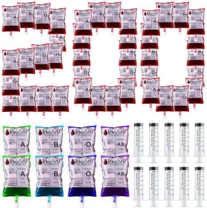 Nuenen 200 Pcs Halloween Blood Bags, Vampire Party Drinking Pouches, Reusable Juice Puree Energy Container 8.5 Oz with Cap for Nurse Graduation Party
