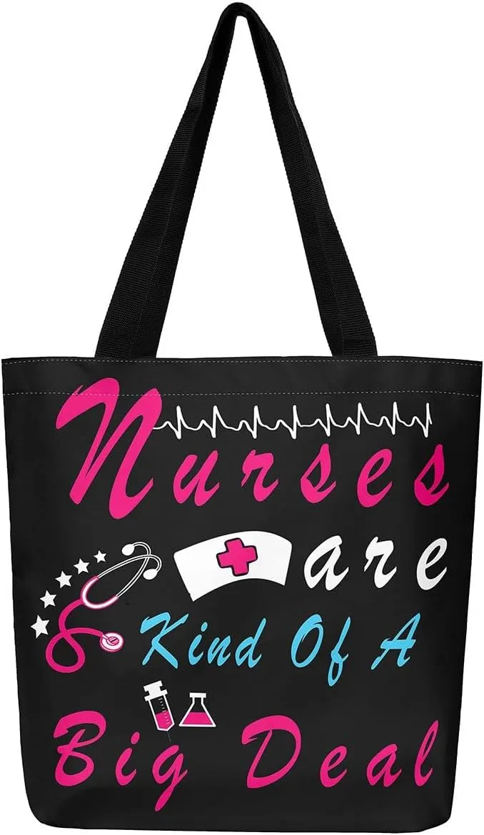 Nurse Gifts for Women,Nursing Canvas Tote Bag for Women,Nurse Hat Stethoscope Waterproof Beach Bag