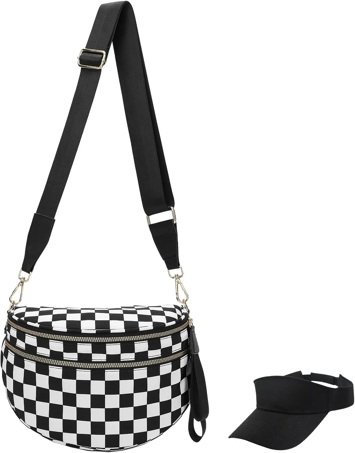 Nuvore Crossbody Bag, Checkered Crossbody Bags for Women, Stylish & Practical Comfort Bag, with Shoulder Strap & Hat