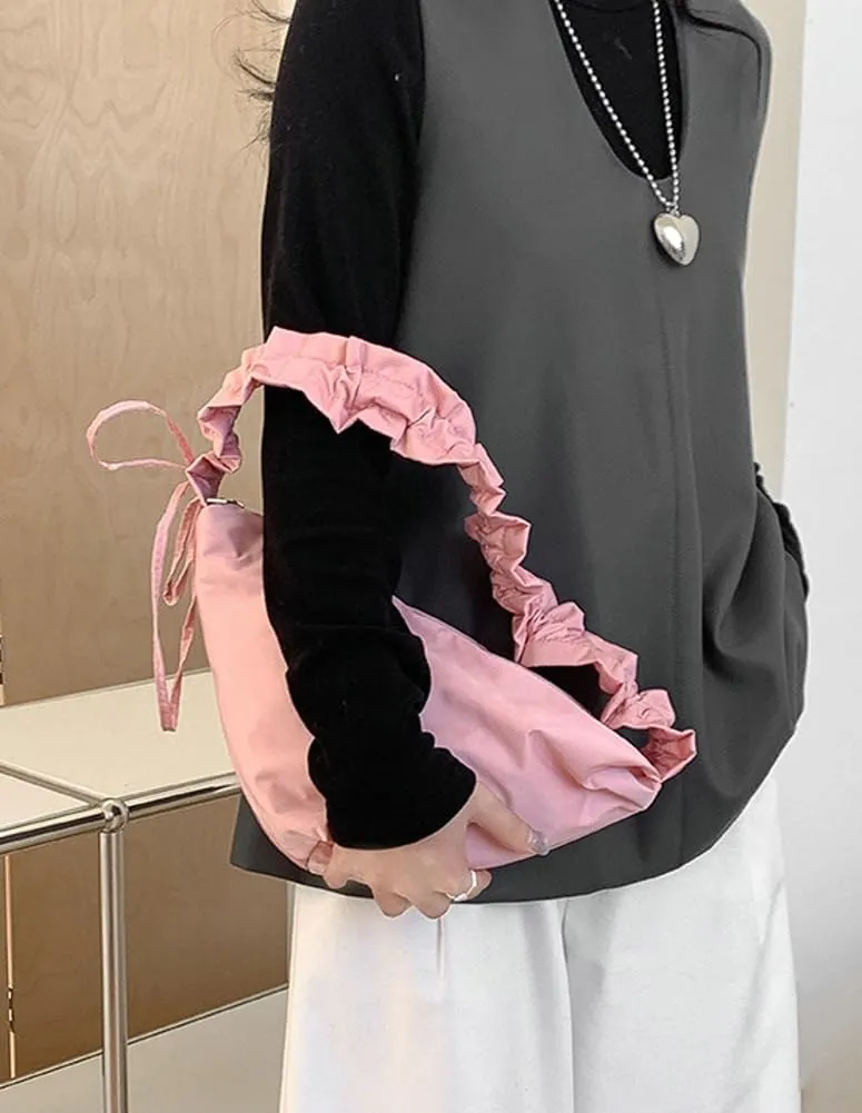 Nylon Hobo Purses for Women Triangle Underarm Shoulder Bag Foldable Top-handle Tote Bag Lightweight Purses for Work Travel