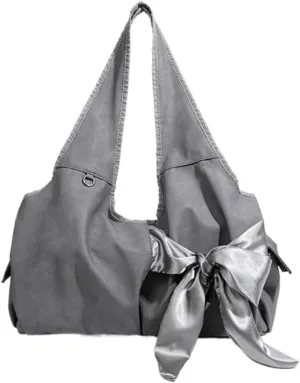OCUH Bow Tote Bag Y2K Large Capacity Shoulder Bag with Pockets Cutecore Trendy Harajuku Cute Handbag Shopping Bags
