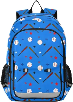 ODAWA Baseball Stars Blue Little Kids Backpack Large Capacity Lightweight Bookbags Kids Backpack Ages 6-12