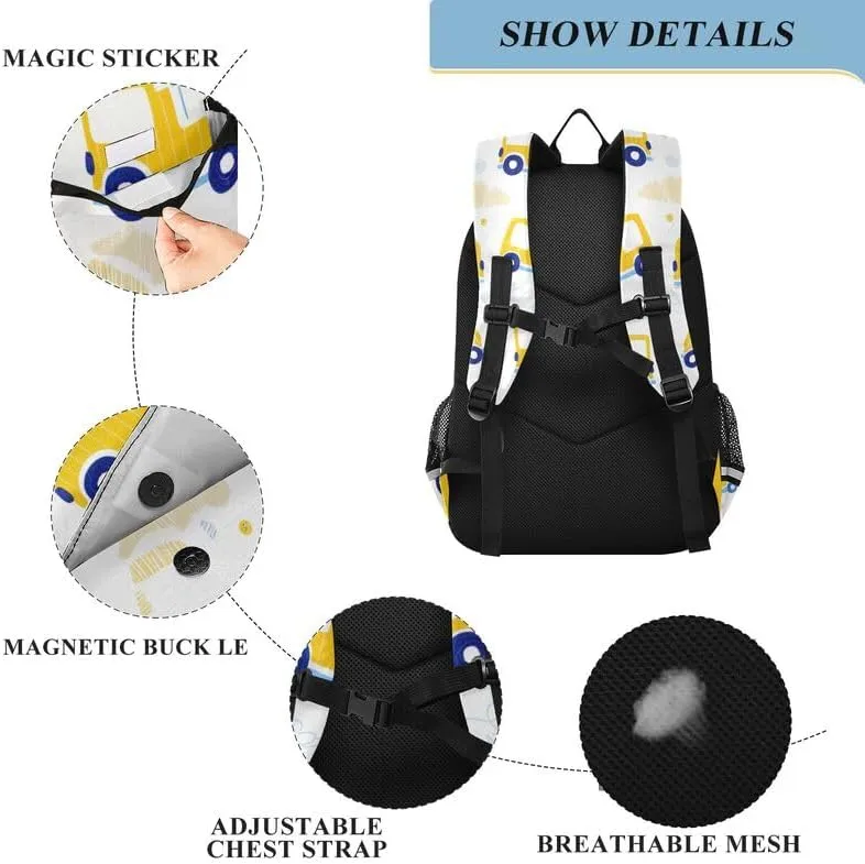 ODAWA Cute Yellow Construction Trucks Girls School Backpacks Book Bags Teens Child Elementary School Bag Girls Boys Backpack