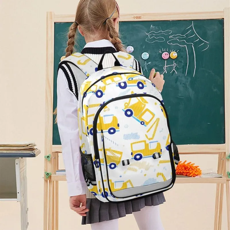 ODAWA Cute Yellow Construction Trucks Girls School Backpacks Book Bags Teens Child Elementary School Bag Girls Boys Backpack