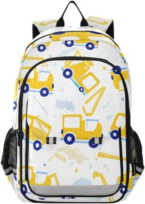 ODAWA Cute Yellow Construction Trucks Girls School Backpacks Book Bags Teens Child Elementary School Bag Girls Boys Backpack