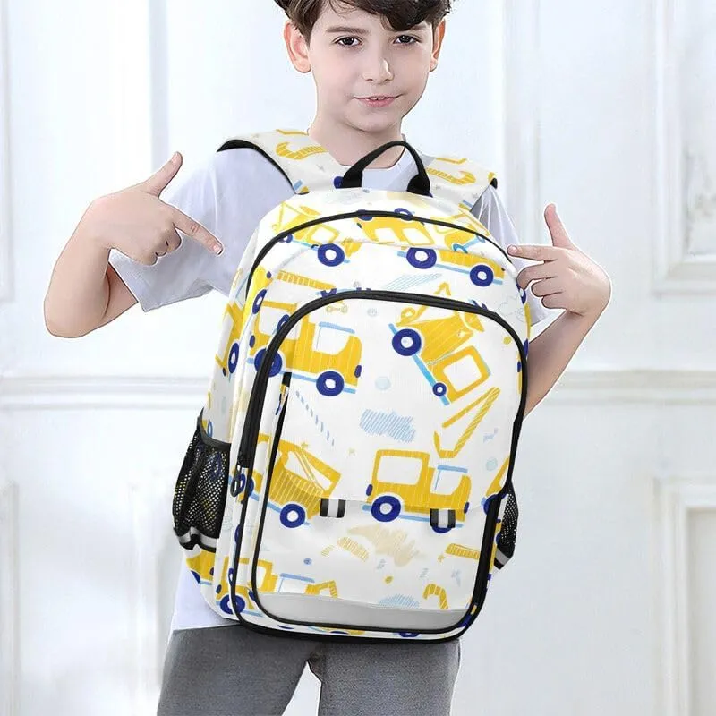 ODAWA Cute Yellow Construction Trucks Girls School Backpacks Book Bags Teens Child Elementary School Bag Girls Boys Backpack