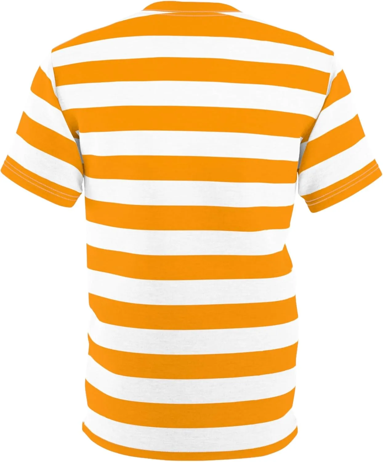 Orange and White Striped Tshirt, Horizontal Bold Stripes Designer Lightweight Heavyweight Crewneck Men Women Tee Top Shirt