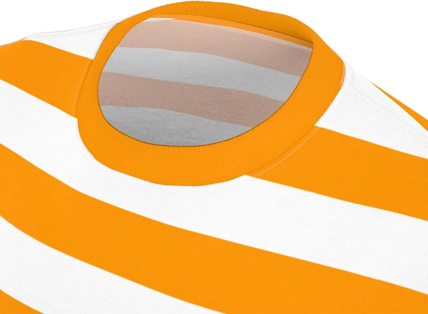 Orange and White Striped Tshirt, Horizontal Bold Stripes Designer Lightweight Heavyweight Crewneck Men Women Tee Top Shirt