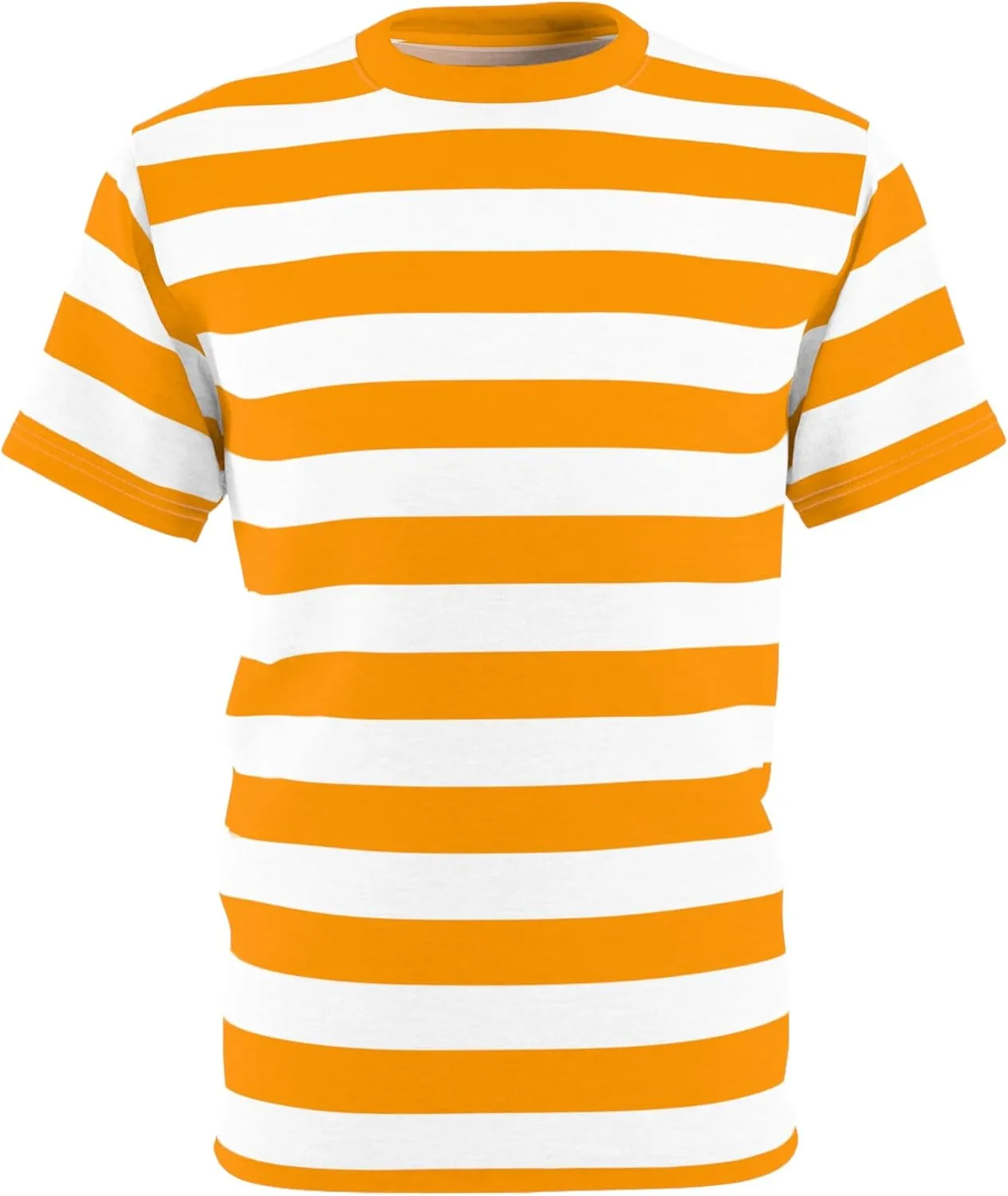 Orange and White Striped Tshirt, Horizontal Bold Stripes Designer Lightweight Heavyweight Crewneck Men Women Tee Top Shirt