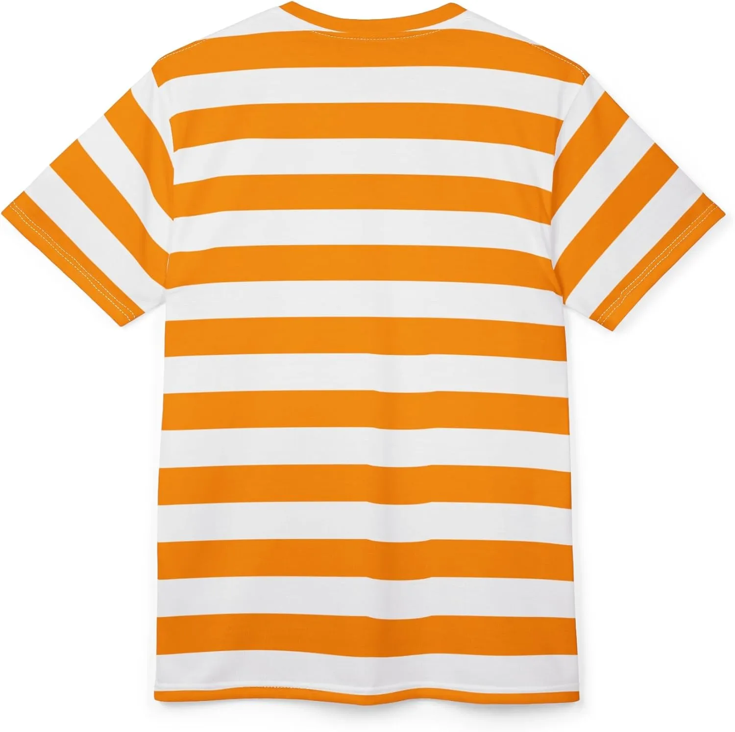 Orange and White Striped Tshirt, Horizontal Bold Stripes Designer Lightweight Heavyweight Crewneck Men Women Tee Top Shirt