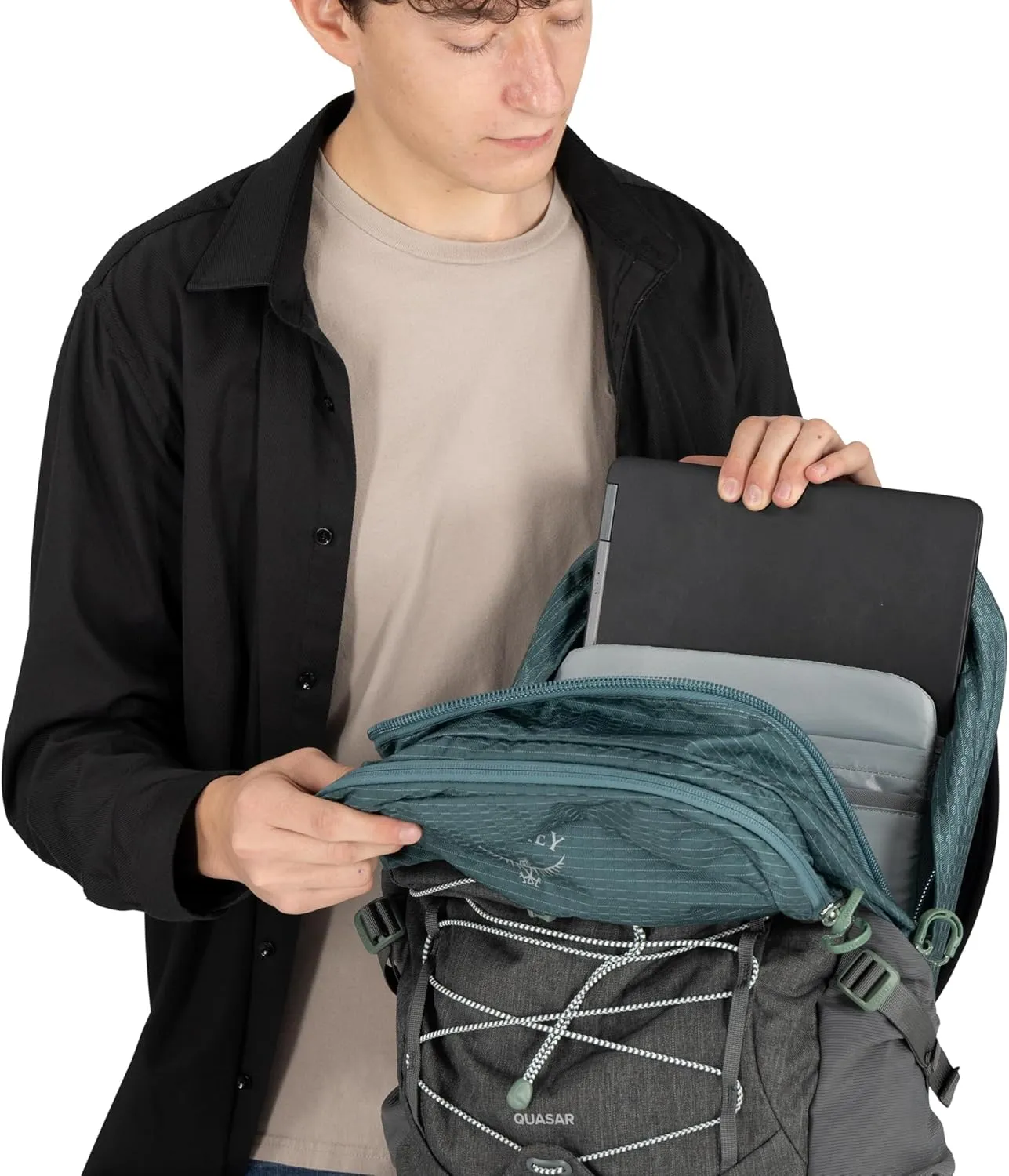 Osprey Quasar 26L Commuter Backpack, Cascade Blue/Coal Grey Heather