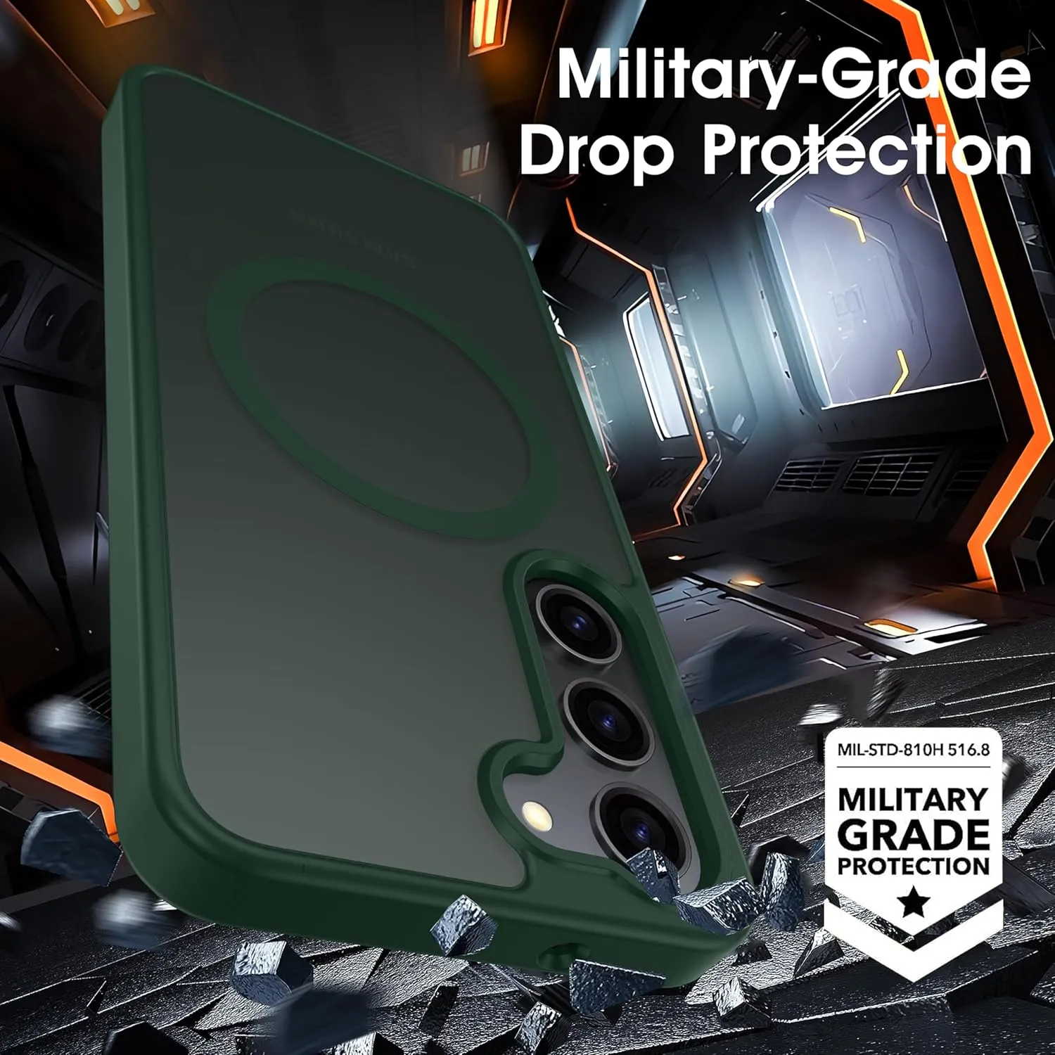 Oterkin Magnetic for Samsung Galaxy S23 Case Matte, S23 Phone Case Compatible with MagSafe Frosted Translucent Shockproof Anti-Scratch Slim Fit Case Military Grade Protection (Dark Green)