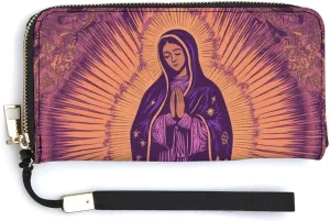 Our Lady Virgin Christ PU Leather Clutch Long Bifold Wallet, Coin Purse Credit Pass Case, Durable Card-Holder Money Storage for Women Men