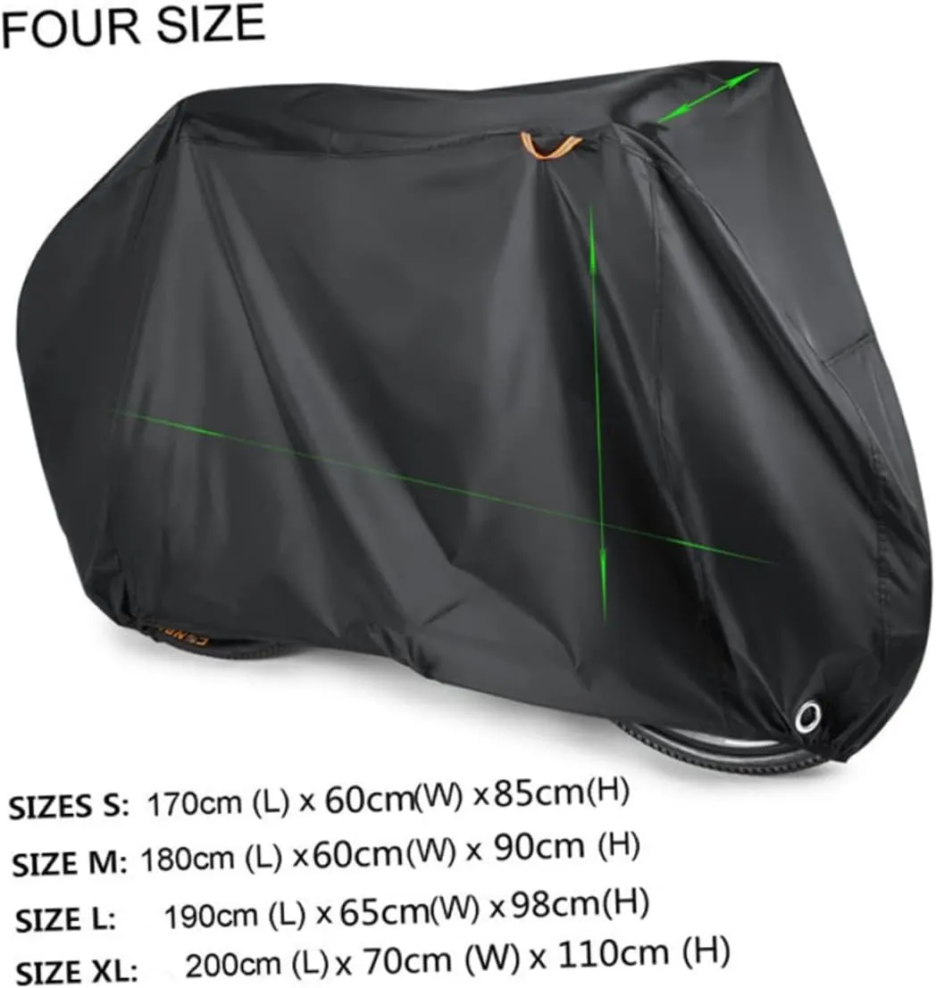 Outdoor Bike Cover 190t Waterproof Scooter Rainproof Uv Quick Install w Elastic Bottom Compact Storage Bag Included