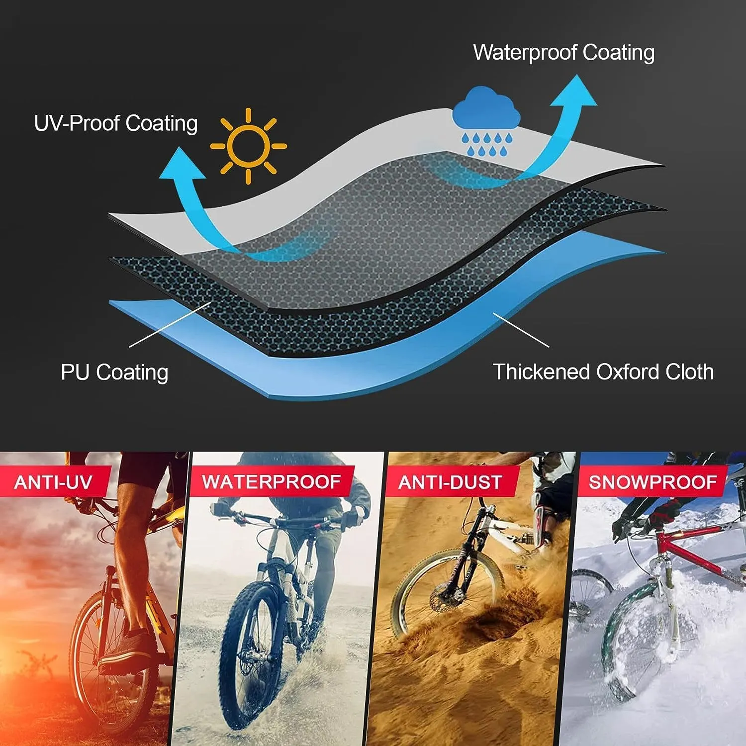 Outdoor Waterproof Bike Cover, Bike Storage for 1, 2 or 3 Bikes, Bicycle Covers Rain Sun UV Dust Wind Proof with Lock Hole for Mountain Road Electric Bike (M:180X60X90CM)