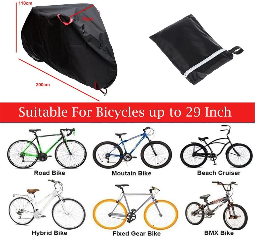 Outdoor Waterproof Bike Cover, Bike Storage for 1, 2 or 3 Bikes, Bicycle Covers Rain Sun UV Dust Wind Proof with Lock Hole for Mountain Road Electric Bike (M:180X60X90CM)