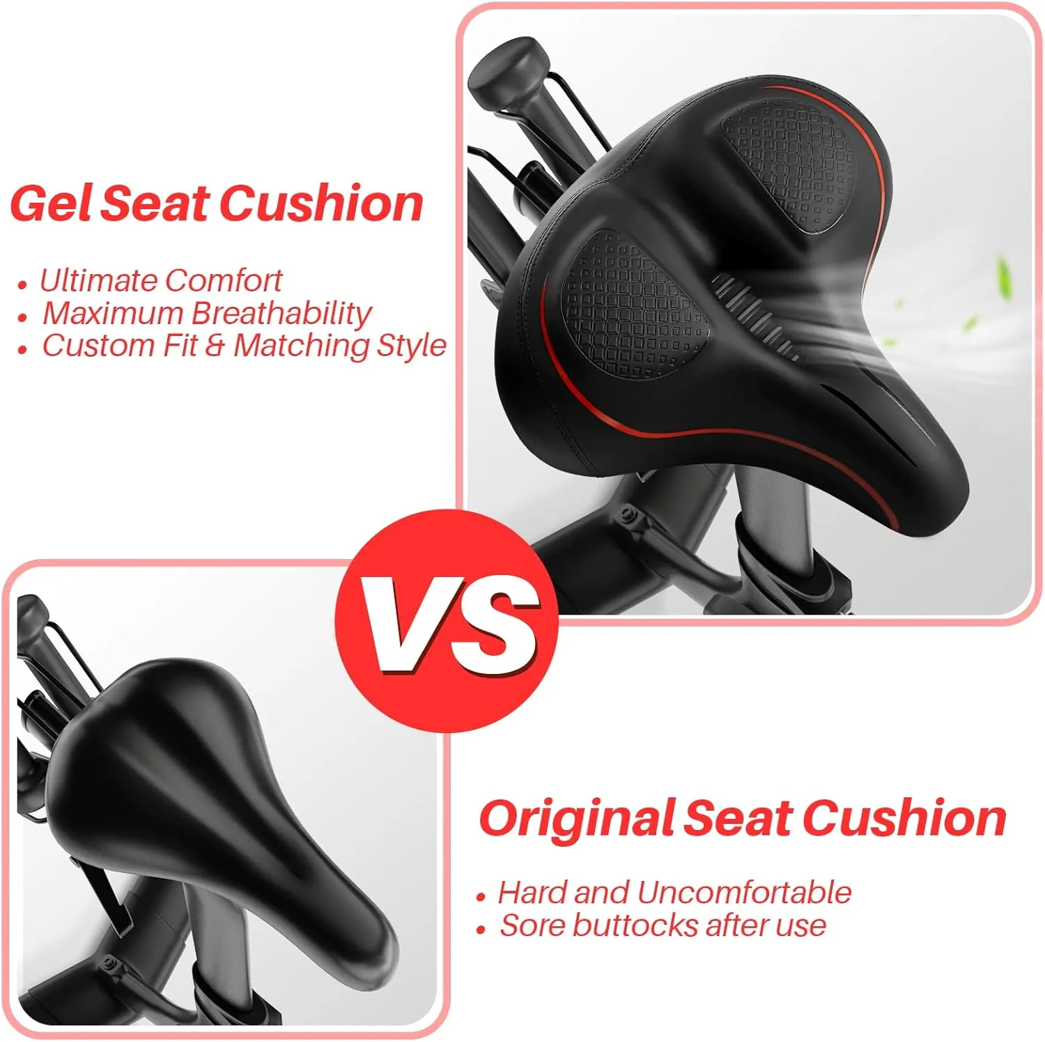 Oversized Bike Seat for Peloton Bike & Bike , Wide Bicycle Saddle Replacement Compatible with Peloton, Exercise or Road Bikes, Seat Cushion for Men & Women