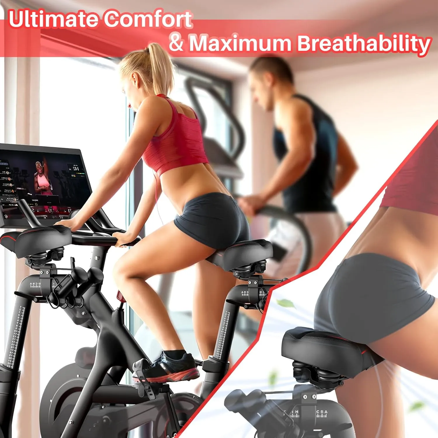 Oversized Bike Seat for Peloton Bike & Bike , Wide Bicycle Saddle Replacement Compatible with Peloton, Exercise or Road Bikes, Seat Cushion for Men & Women