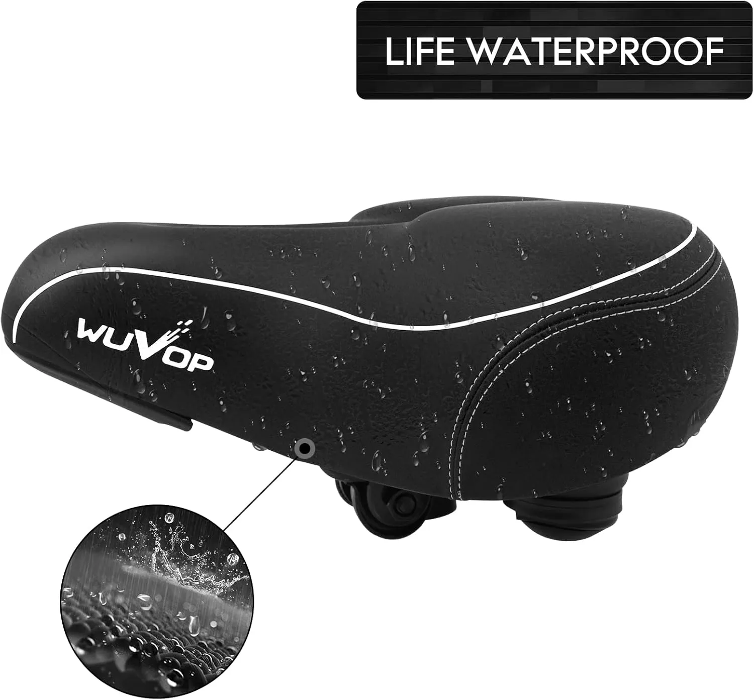 Oversized Bike Seat, Wide Bicycle Seat for Women Men Comfort, Universal Waterproof Bike Saddle Replacement with Safety Reflective Strip for Peloton, Exercise Bikes, Cruiser, City Bikes