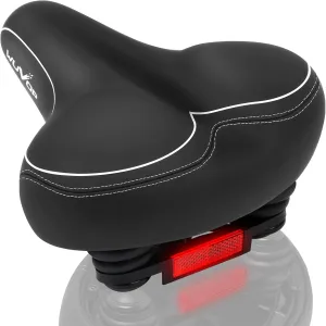Oversized Bike Seat, Wide Bicycle Seat for Women Men Comfort, Universal Waterproof Bike Saddle Replacement with Safety Reflective Strip for Peloton, Exercise Bikes, Cruiser, City Bikes