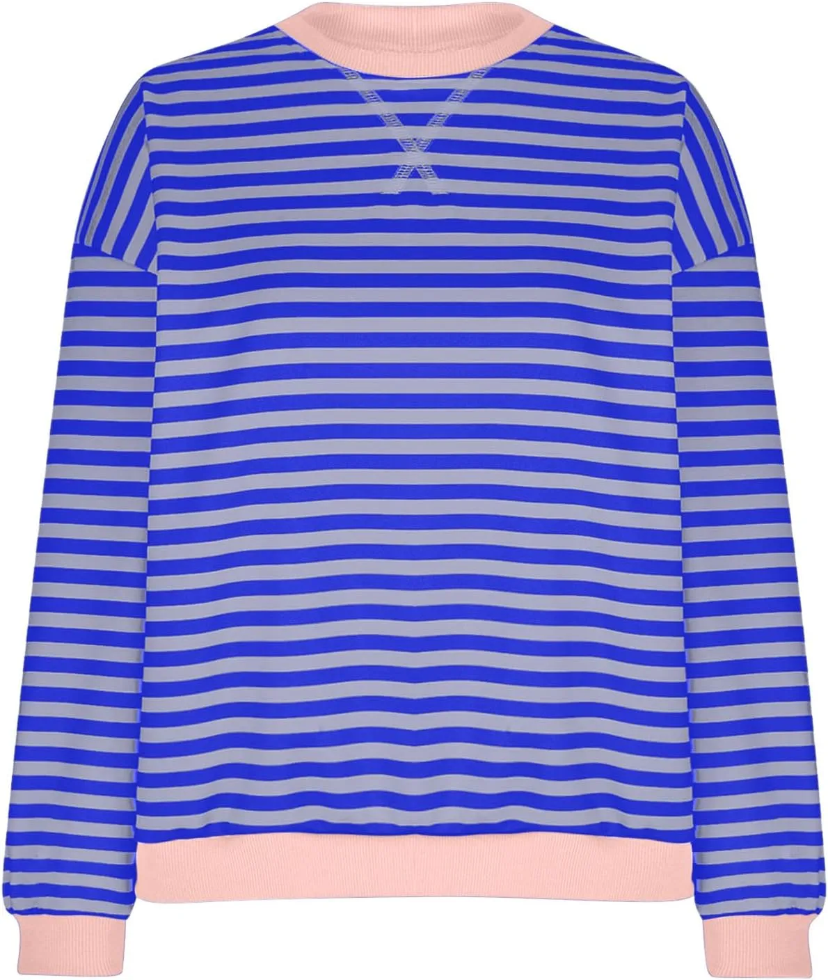 Oversized Tshirts for Women Long Sleeve Crewneck Striped Tops Casual Loose Tunic Top Fashion Dressy Tee Sweatshirts
